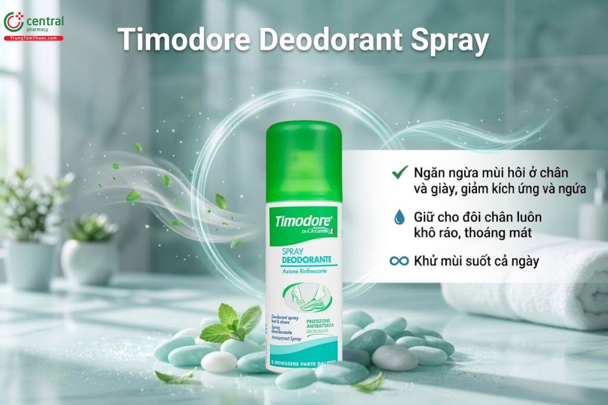 Timodore Deodorant Spray khử mùi hôi chân và giày, giảm cảm giác khó chịu