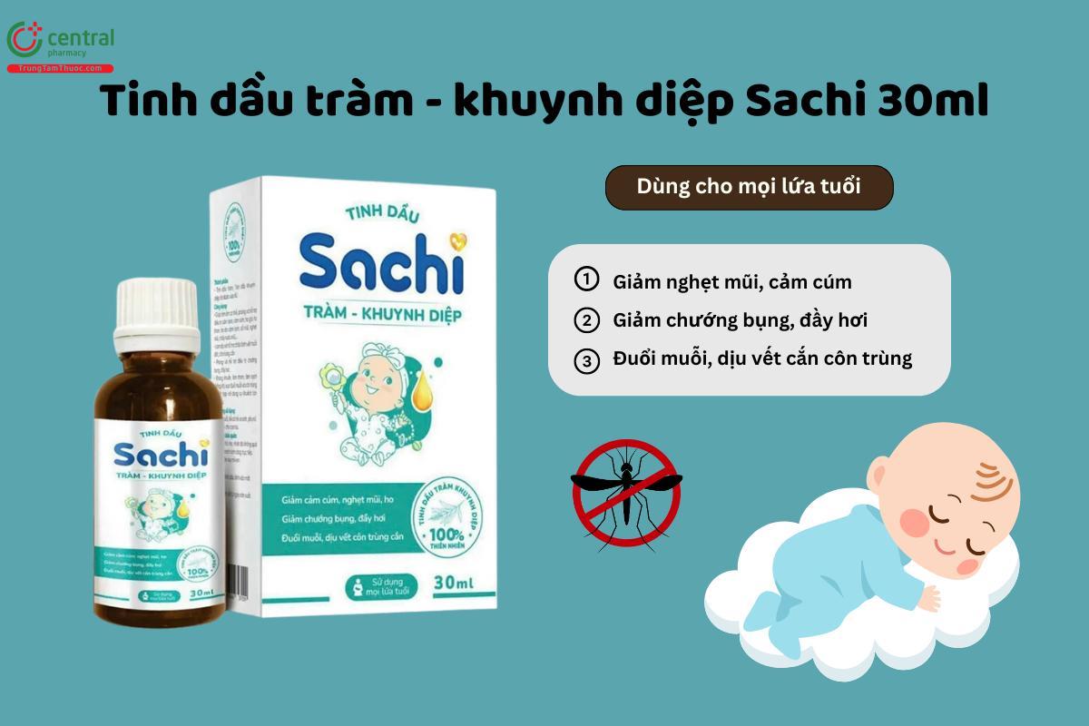 Tinh dầu tràm - khuynh diệp Sachi 30ml giảm triệu chứng cảm lạnh