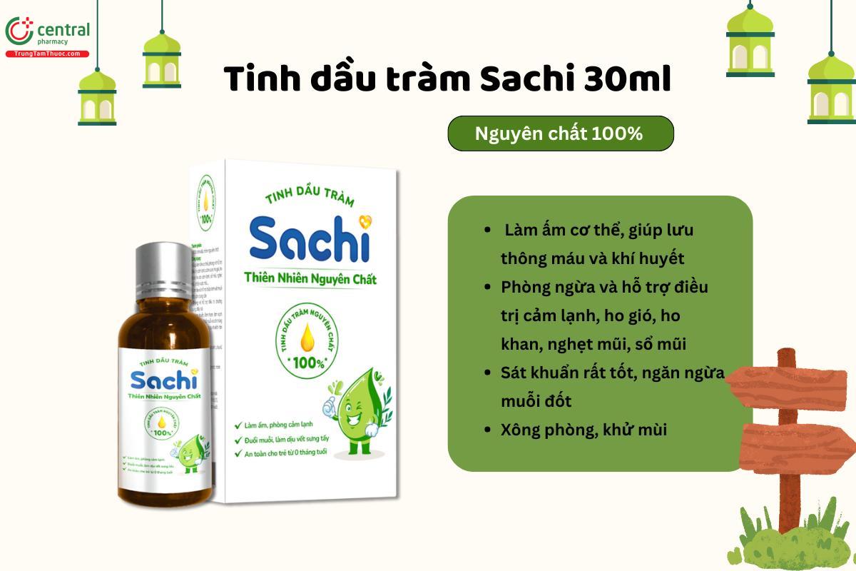 Tinh dầu tràm nguyên chất Sachi 30ml giữ ấm, giảm ho, cảm, sổ mũi