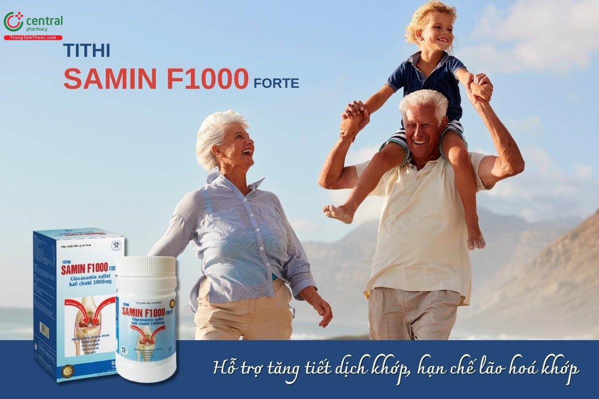 Tithi SAMIN F1000 Forte Hỗ trợ cung cấp các dưỡng chất có lợi cho sụn và khớp, giúp cải thiện độ nhờn của dịch khớp, đồng thời làm chậm quá trình thoái hóa khớp.