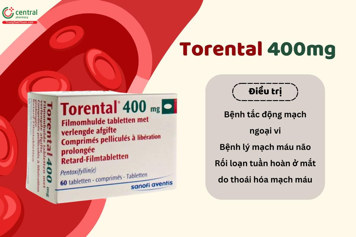 Thuốc Torental 400mg điều trị bệnh lý mạch máu não (Hộp 60 viên)