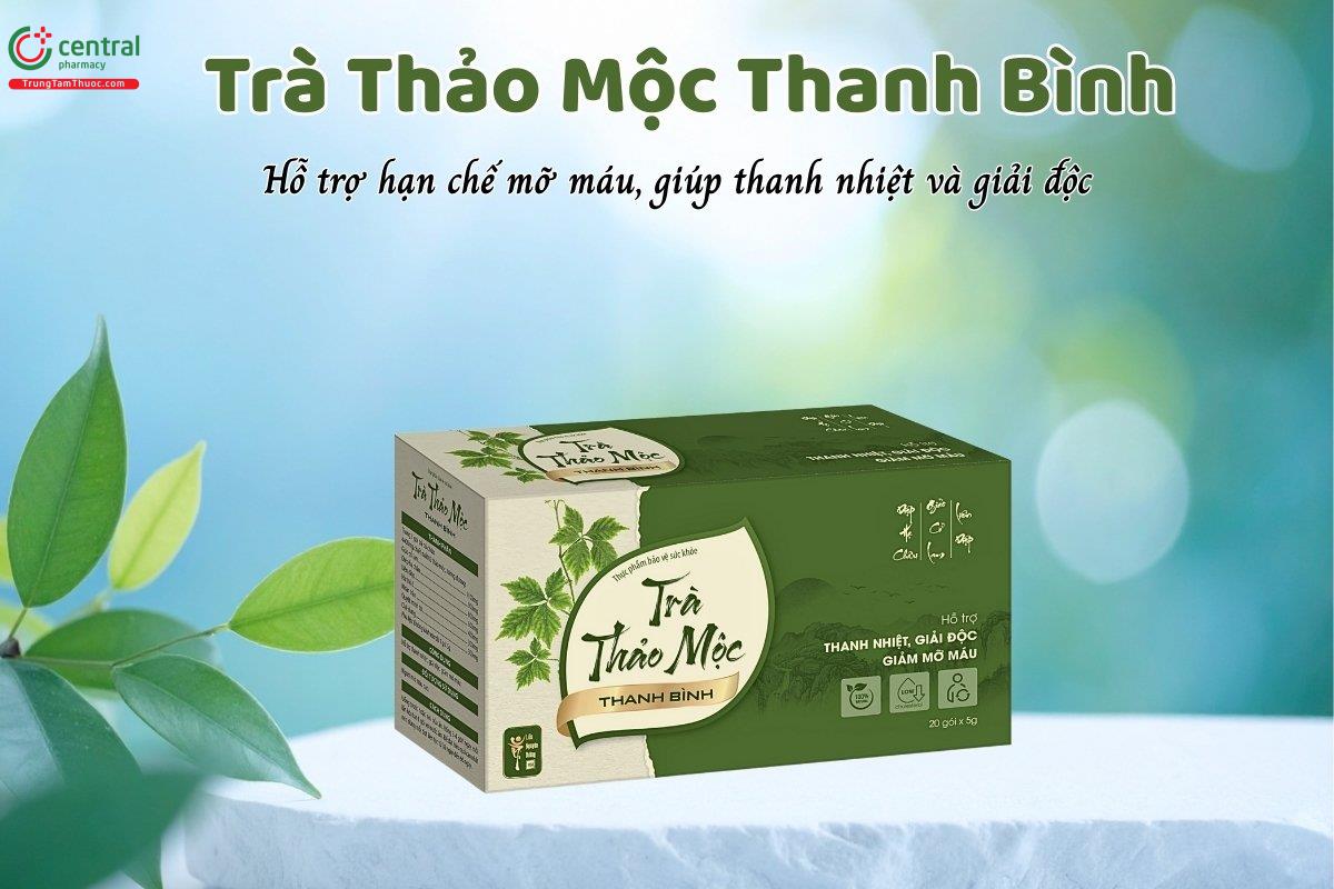 Trà Thảo Mộc Thanh Bình có tác dụng hỗ trợ hạn chế mỡ máu, giúp thanh nhiệt và giải độc