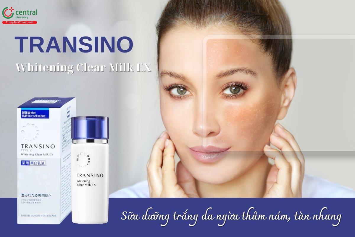 Sữa dưỡng trắng da Transino Whitening Clear Milk EX  hỗ trợ ngăn ngừa nám và tàn nhang, cung cấp độ ẩm cần thiết