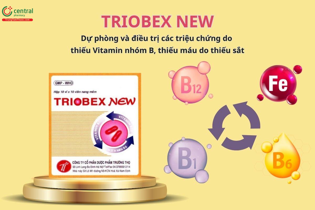 Thuốc Triobex New giúp phòng ngừa và điều trị các triệu chứng do thiếu vitamin nhóm B và thiếu máu do thiếu sắt