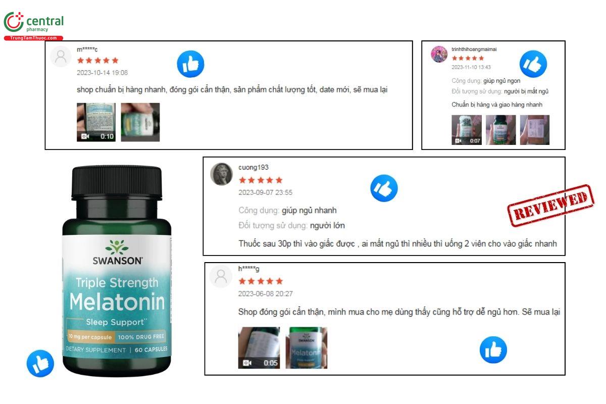 Đánh giá của người dùng về sản phẩm Triple Strength Melatonin 10mg Swanson