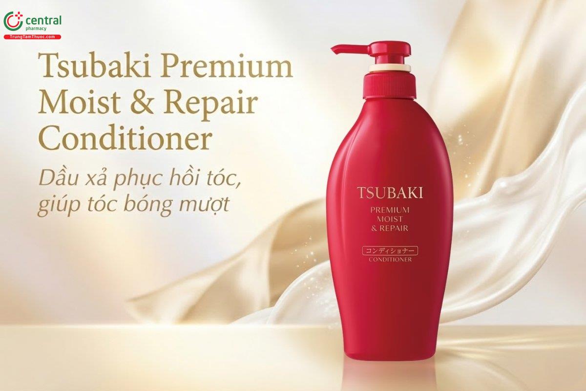 Dầu xả Tsubaki Premium Moist & Repair Conditioner đỏ phục hồi tóc