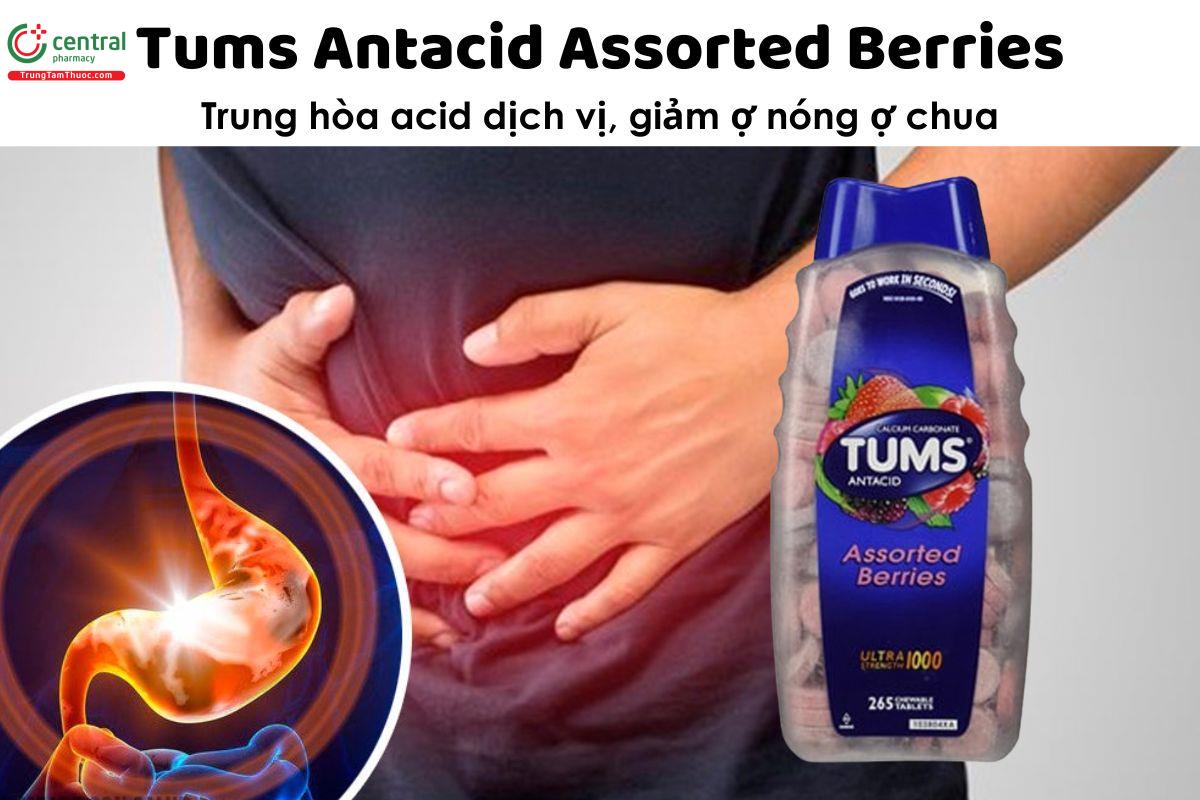 Tums Antacid Assorted Berries trung hòa acid dịch vị, giảm ợ nóng ợ chua