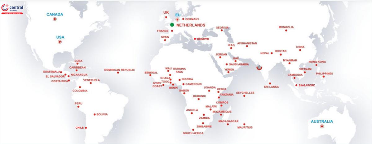 Mạng lưới phân phối Umedica Labs tại các quốc gia