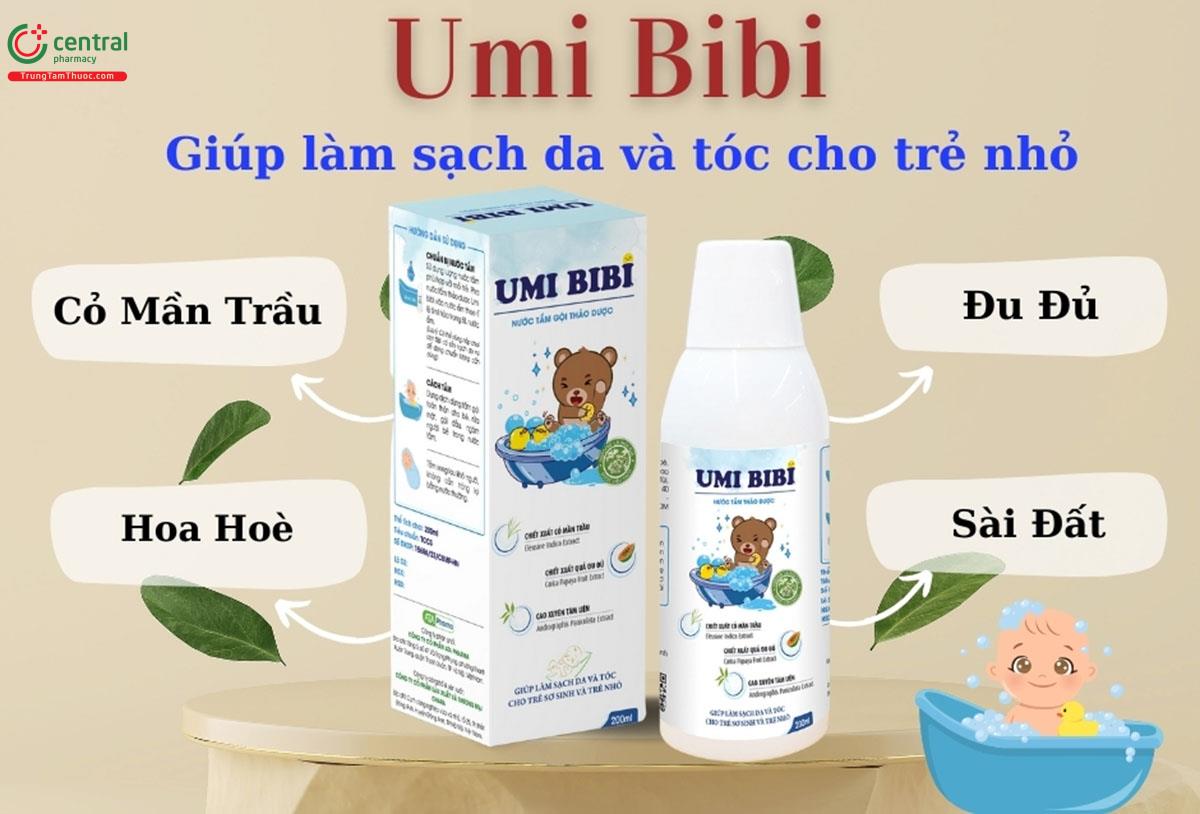 Nước tắm gội thảo dược Umi Bibi - Làm sạch dịu mát, giảm mụn nhọt