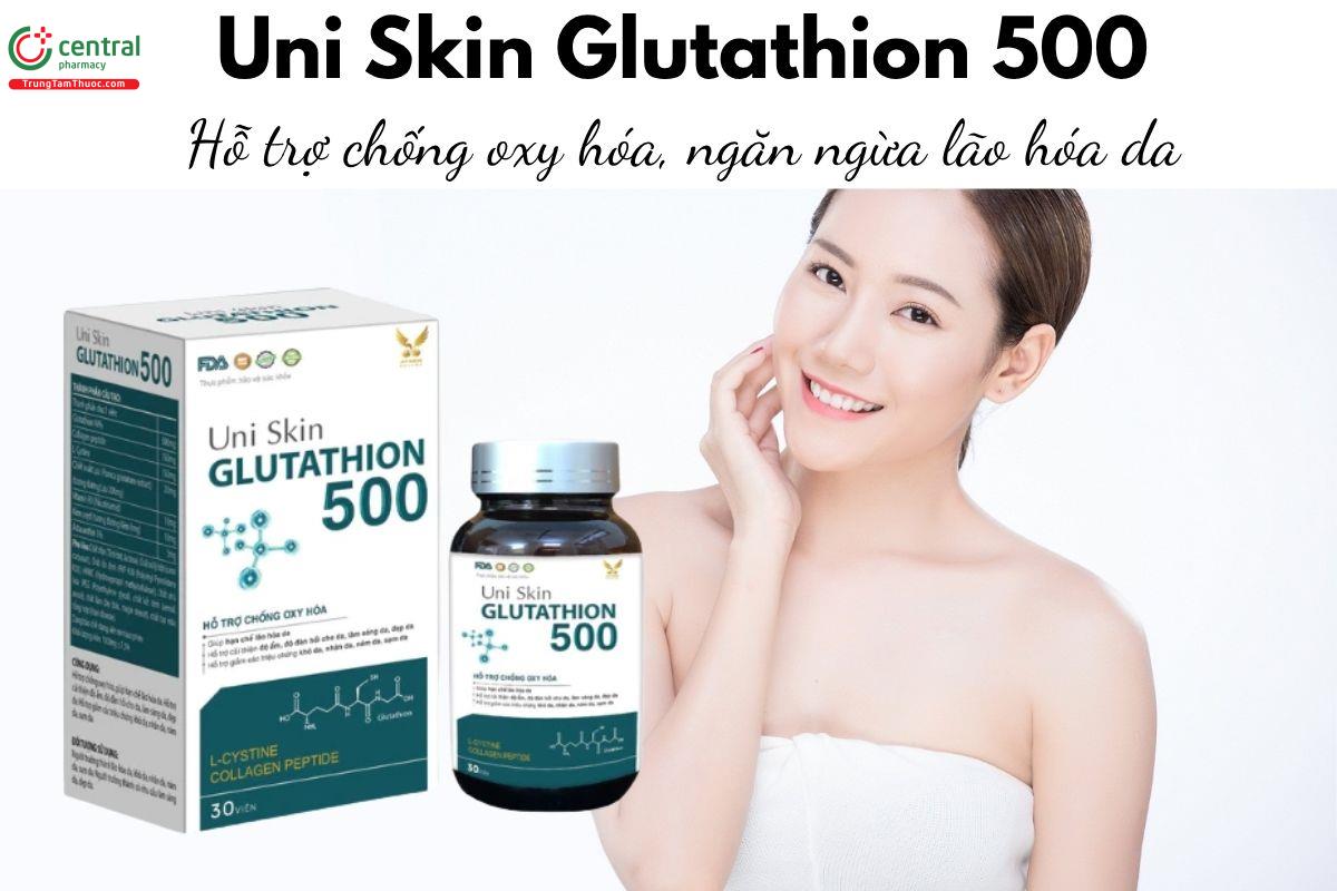 Uni Skin Glutathion 500 - Hỗ trợ chống oxy hóa, ngăn ngừa lão hóa da