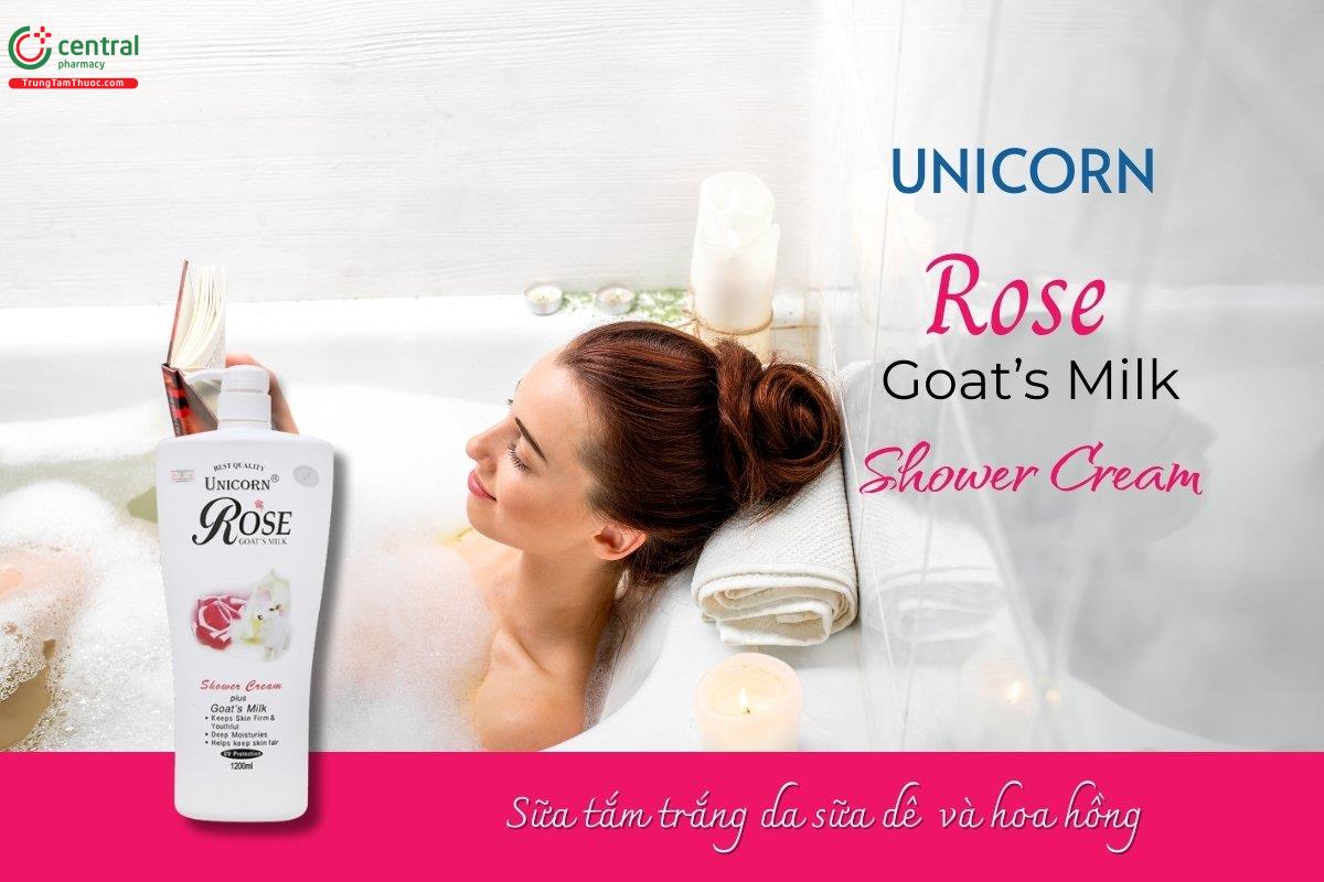 Sữa Tắm Sữa Dê Unicorn Rose Goat’s Milk kết hợp tinh chất sữa dê và hoa hồng, giúp làm sạch làn da, đồng thời nuôi dưỡng da mềm mại, mịn màng và lưu hương dài lâu.