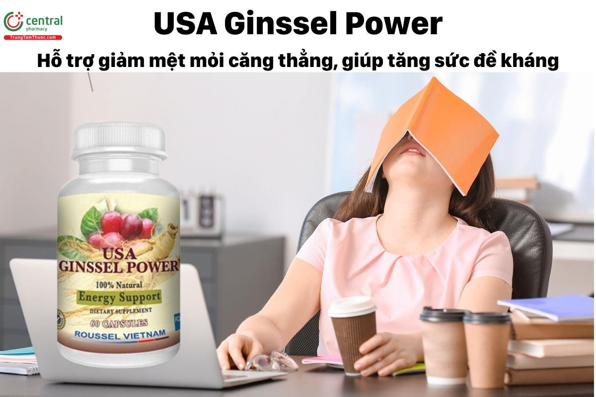 USA Ginssel Power - Giúp  giảm mệt mỏi căng thẳng, tăng sức đề kháng