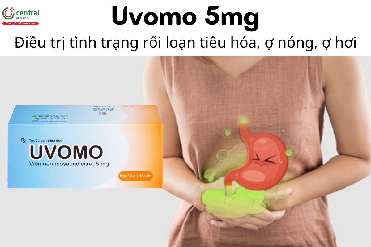 Uvomo 5mg - Điều trị tình trạng rối loạn tiêu hóa, ợ nóng, ợ hơi