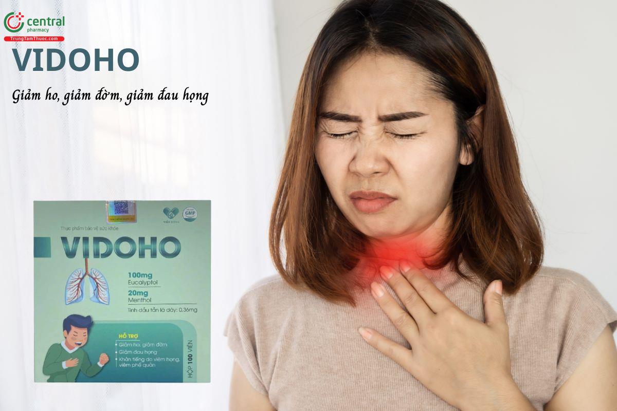 Vidoho - Hỗ trợ giảm ho, giảm đau rát họng, khàn tiếng