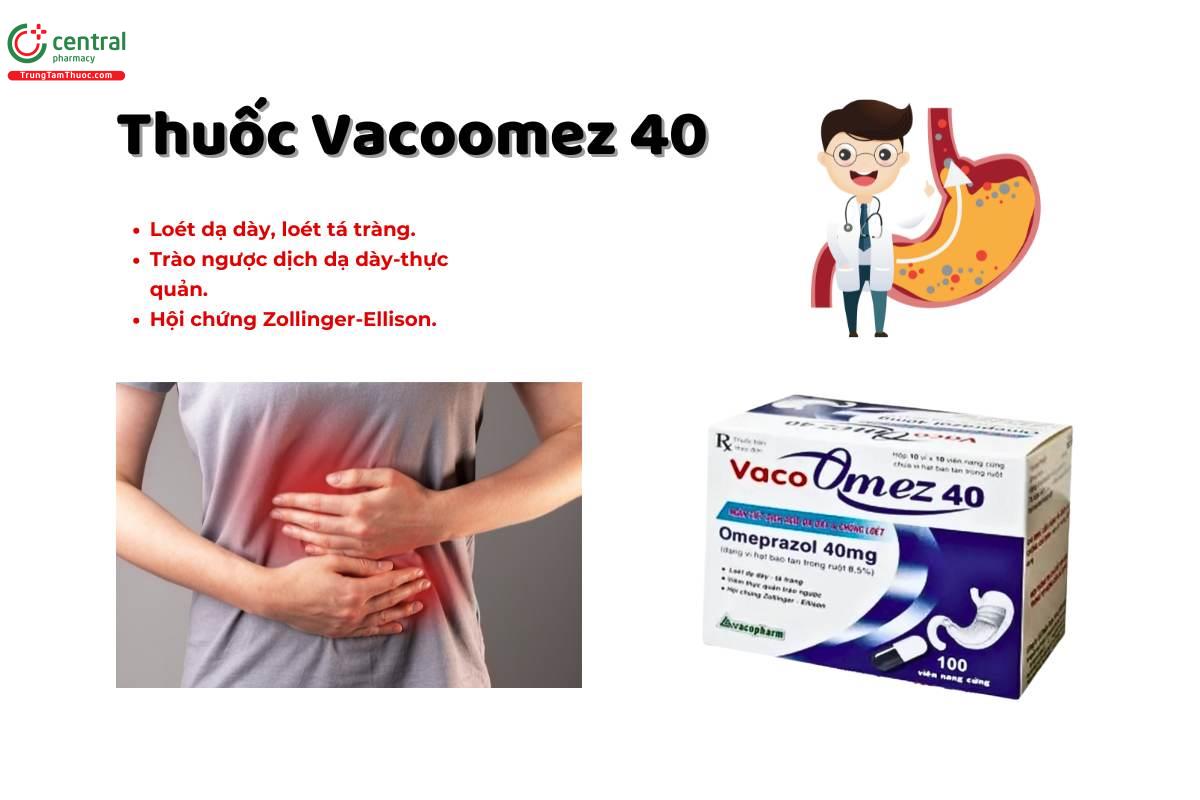 Thuốc Vacoomez 40 điều trị viêm loét đường tiêu hóa, trào ngược thực quản