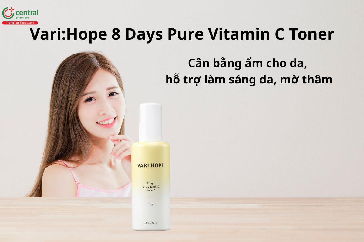 Vari:Hope 8 Days Pure Vitamin C Toner hỗ trợ cân bằng, dưỡng sáng da