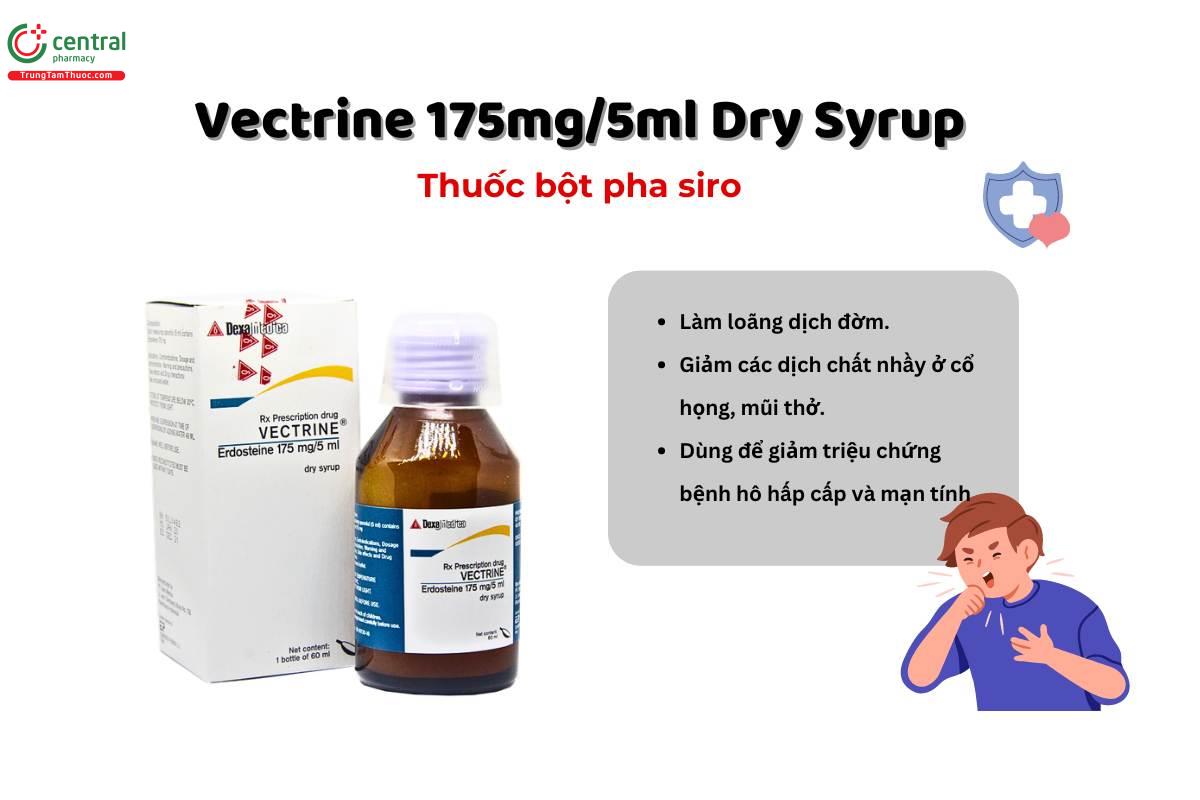 Thuốc Vectrine 175mg/5ml Dry Syrup tiêu nhầy, giảm đờm, ngừa ngạt mũi