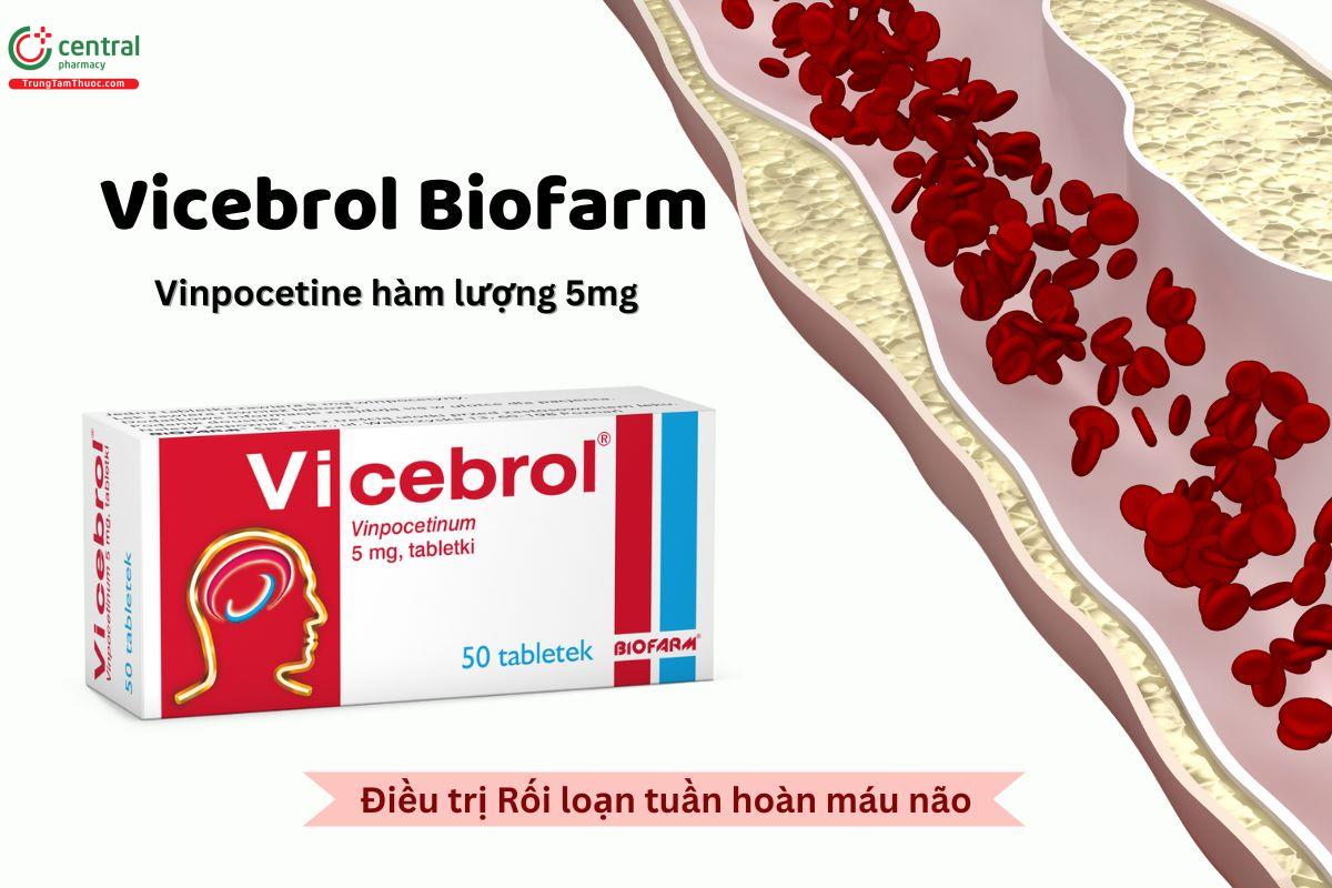 Thuốc Vicebrol 5mg Biofarm điều trị rối loạn tuần hoàn máu não (Hộp 50 viên) 