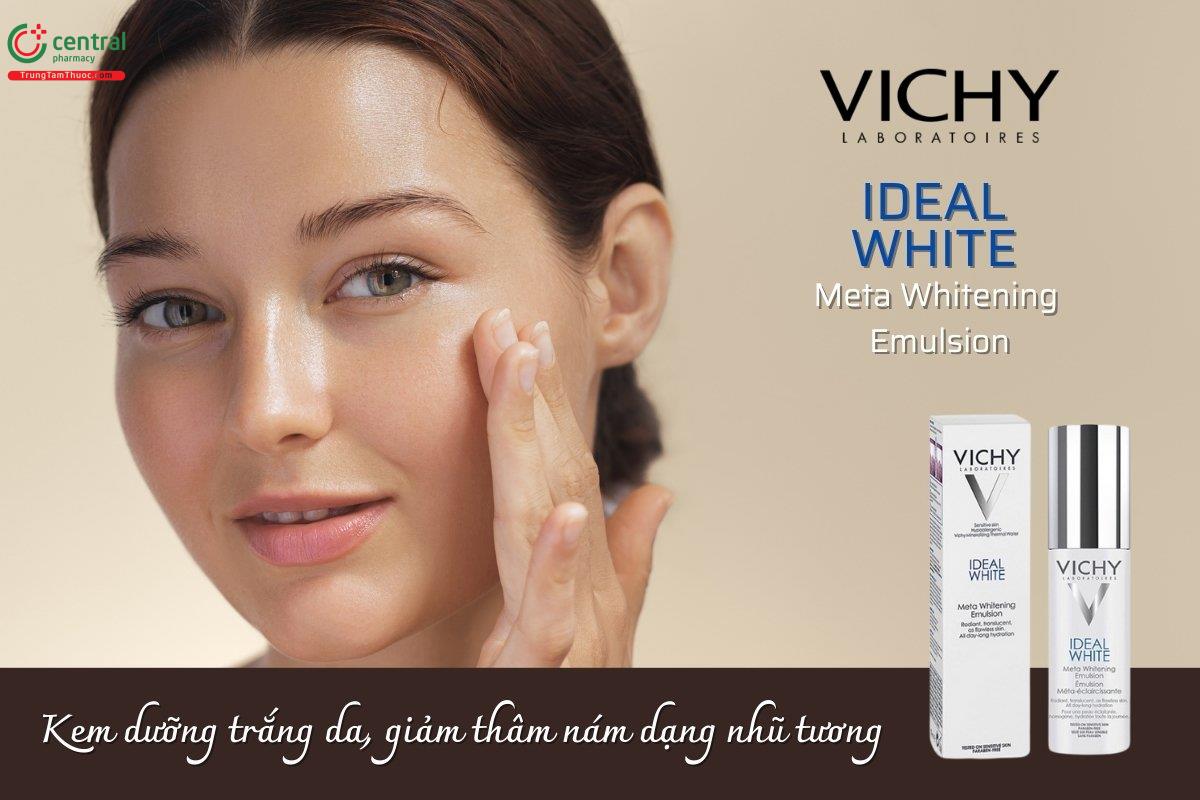 Kem dưỡng trắng da, giảm thâm nám dạng nhũ tương Vichy Ideal White Meta Whitening Emulsion ung dụng công nghệ tiên tiến giúp dưỡng sáng da và giảm thâm nám.