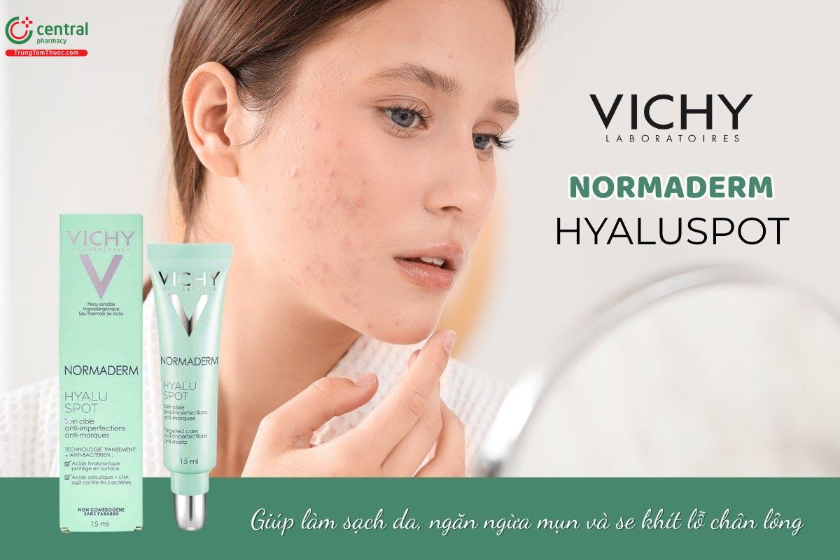 Vichy Normaderm Hyaluspot hạn chế hình thành mụn, giảm sưng viêm do mụn