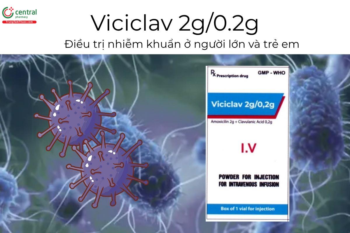 Thuốc Viciclav 2g/0.2g - Điều trị nhiễm khuẩn ở người lớn và trẻ em