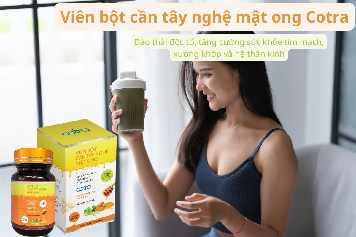 Viên bột cần tây nghệ mật ong Cotra thanh lọc cơ thể, giữ dáng đẹp