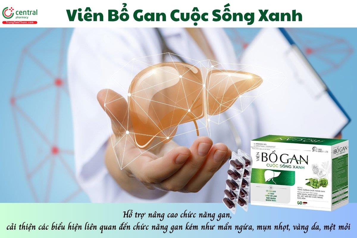 Viên Bổ Gan Cuộc Sống Xanh hỗ trợ nâng cao chức năng gan, cải thiện các biểu hiện liên quan đến chức năng gan kém 