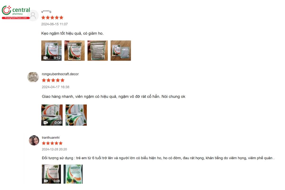 Đánh giá của khách hàng về sản phẩm Viên Ngậm Sikhatux