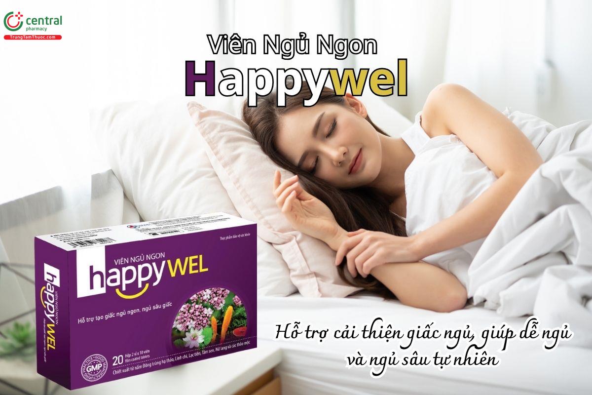 Viên Ngủ Ngon Happywel hỗ trợ cải thiện giấc ngủ, giúp dễ ngủ và ngủ sâu tự nhiên