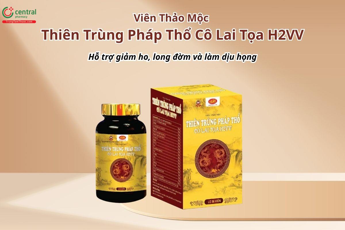 Viên Thảo Mộc Thiên Trùng Pháp Thổ Cô Lai Tọa H2VV hỗ trợ giảm ho, long đờm và làm dịu họng
