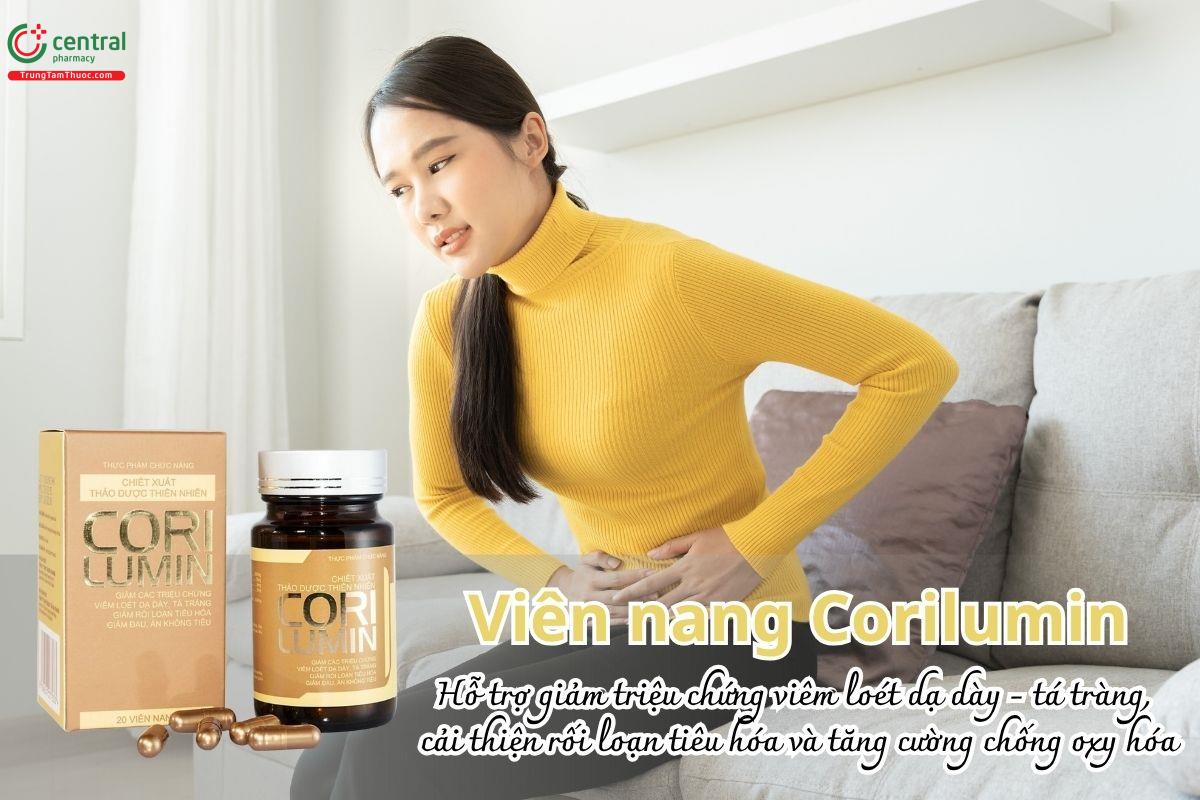 Viên nang Corilumin giúp giảm triệu chứng viêm loét dạ dày, tá tràng, cải thiện tiêu hóa và tăng cường chống oxy hóa