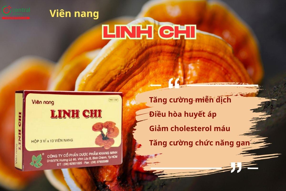 Viên nang Linh Chi Khang Minh giúp nâng cao sức đề kháng, ổn định huyết áp, hạ mỡ máu và tăng cường hoạt động của gan