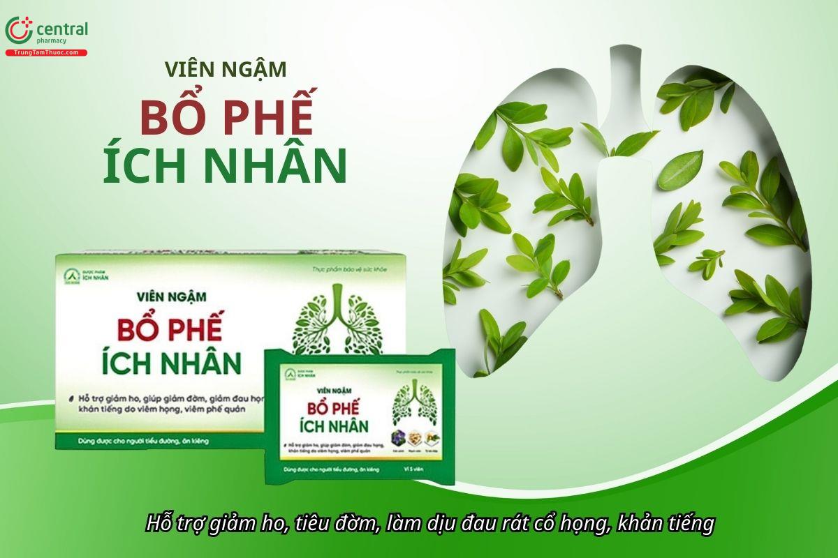Viên Ngậm Bổ Phế Ích Nhân hỗ trợ giảm ho, long đờm, dịu cổ họng