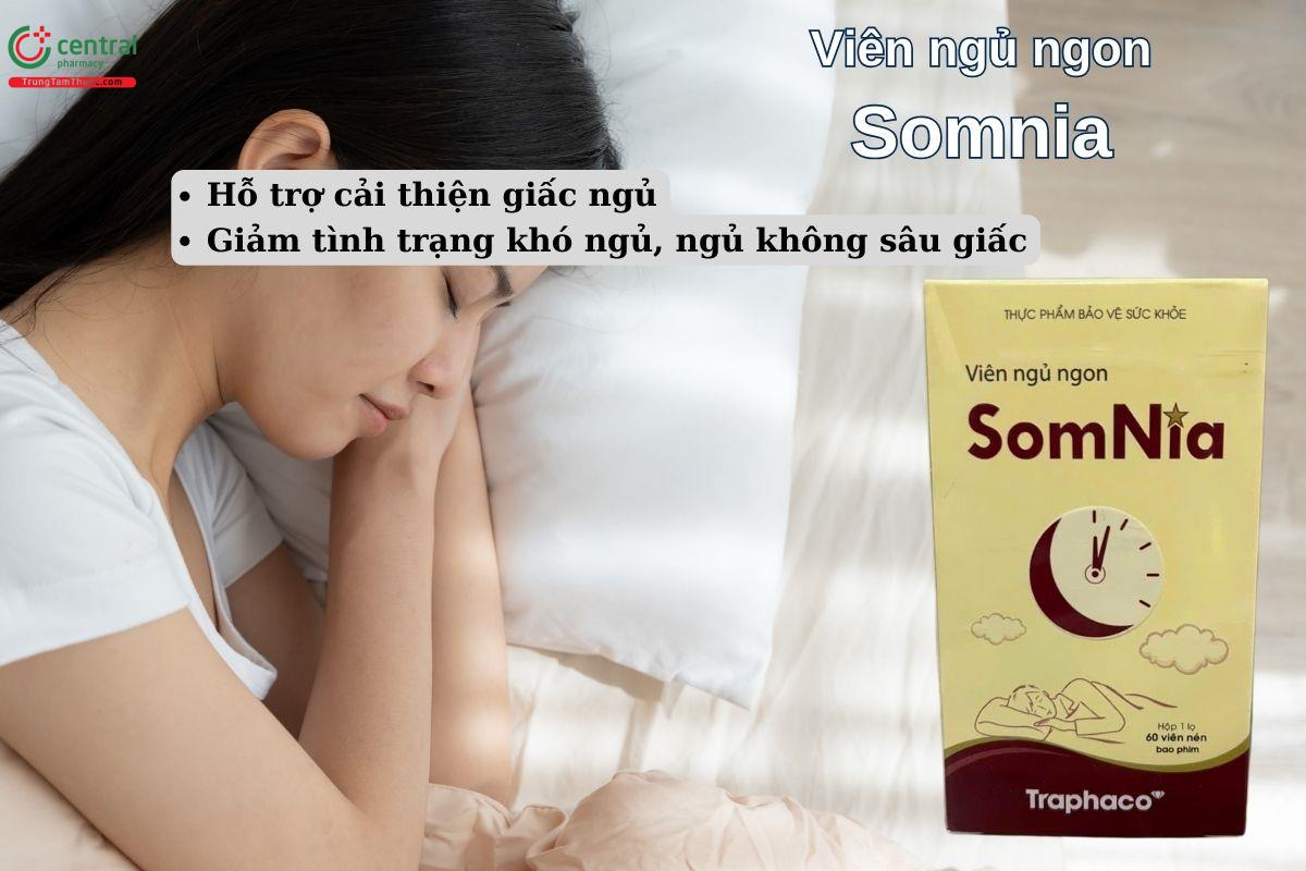 Viên Ngủ Ngon Somnia giúp cải thiện chất lượng giấc ngủ, giảm tình trạng khó ngủ