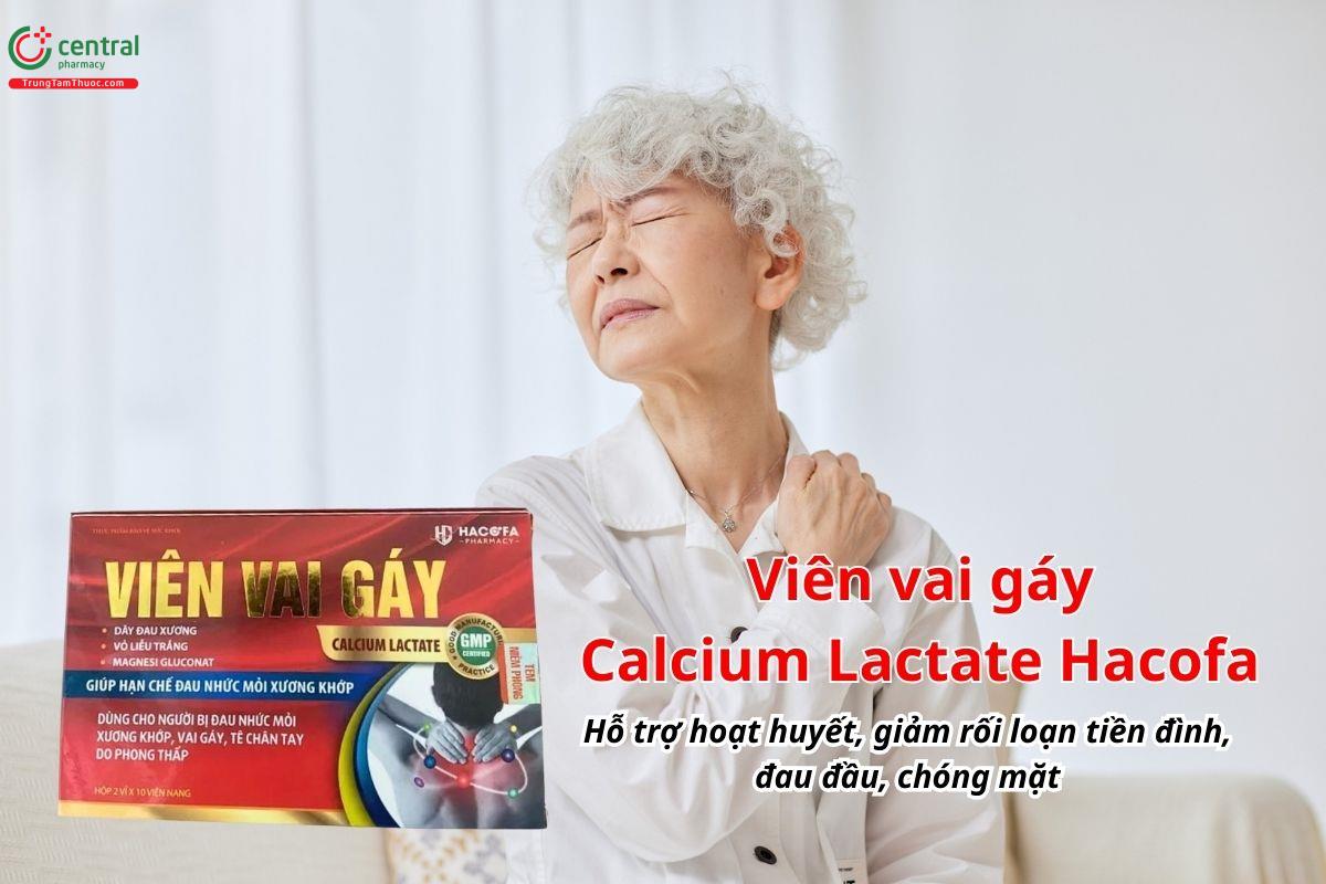 Viên vai gáy Calcium Lactate Hacofa hỗ trợ hoạt huyết, giảm rối loạn tiền đình, đau đầu, chóng mặt