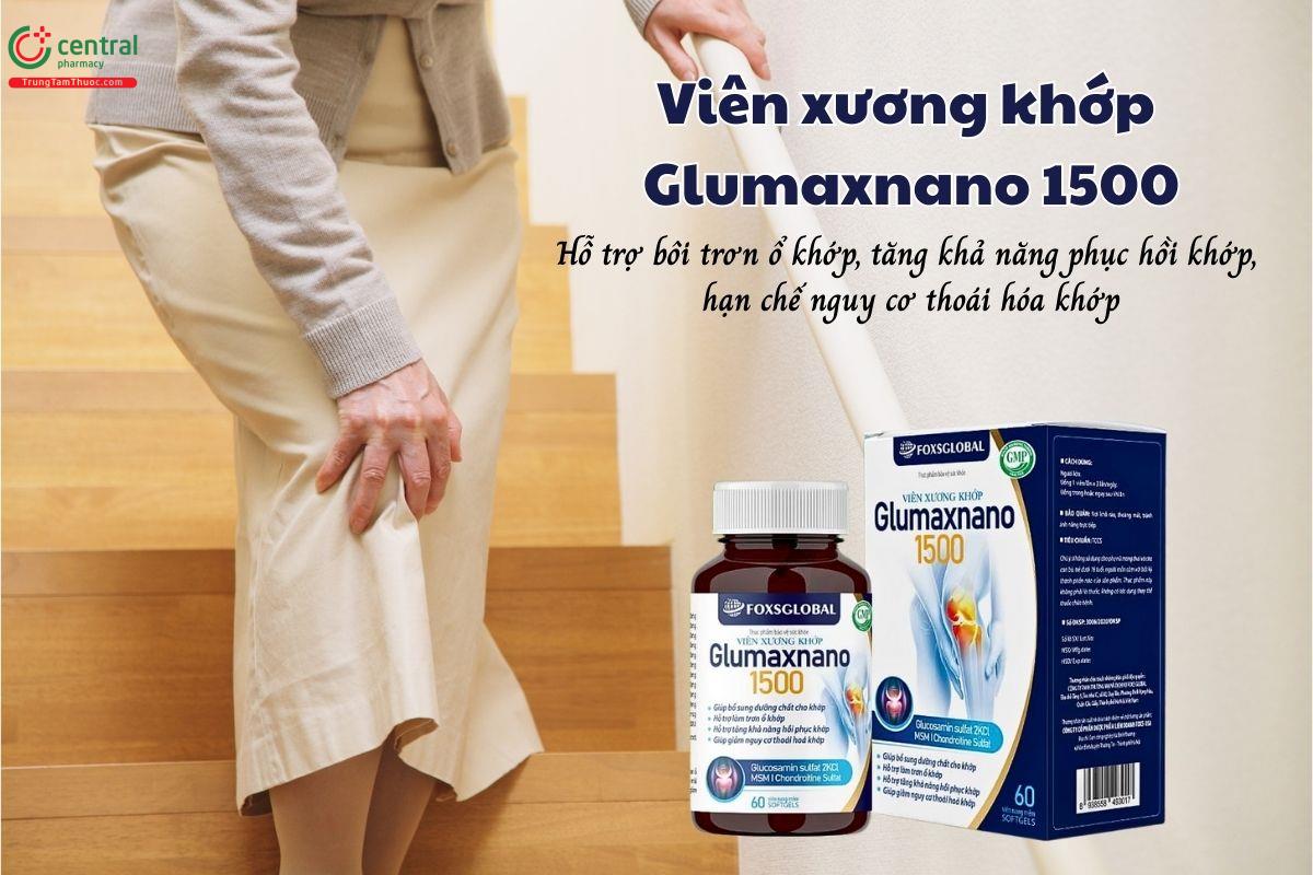 Viên xương khớp Glumaxnano 1500 cung cấp các dưỡng chất cho khớp, hỗ trợ bôi trơn ổ khớp, tăng khả năng phục hồi khớp và hạn chế nguy cơ thoái hóa khớp