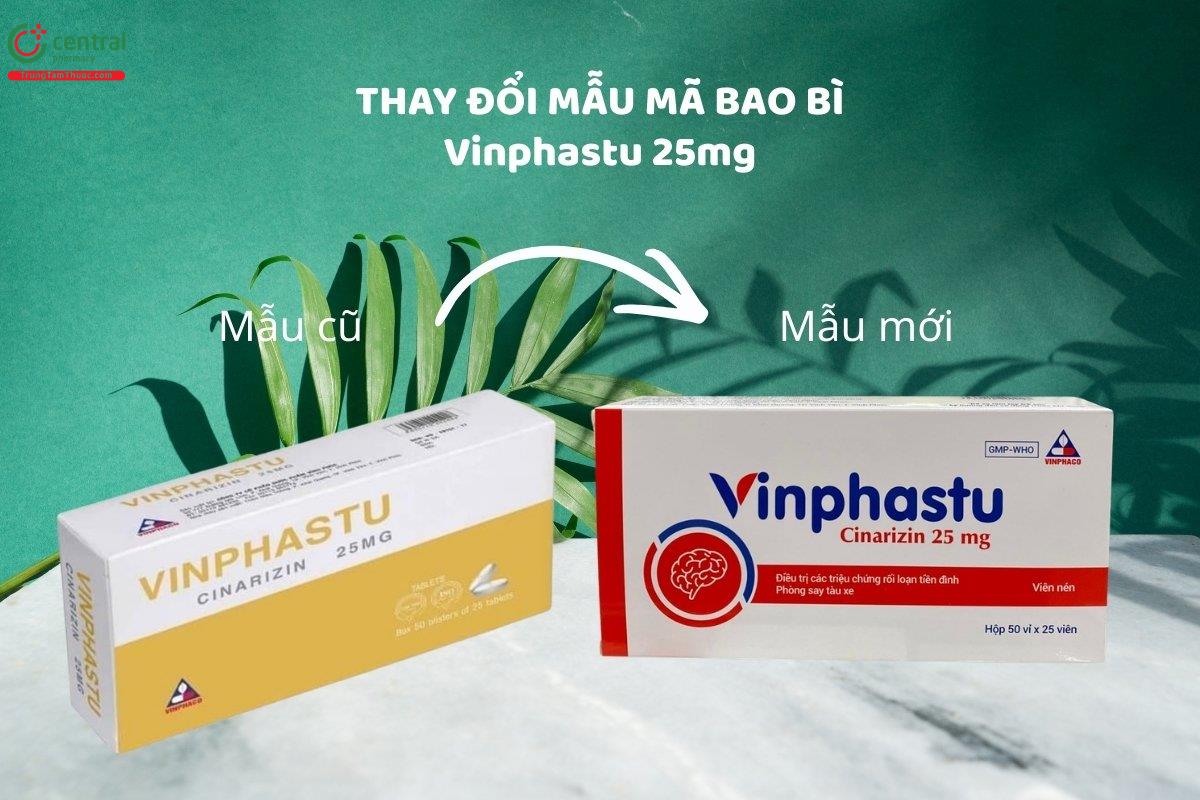 Thông báo thay đổi bao bì mẫu mã thuốc Vinphastu 25mg