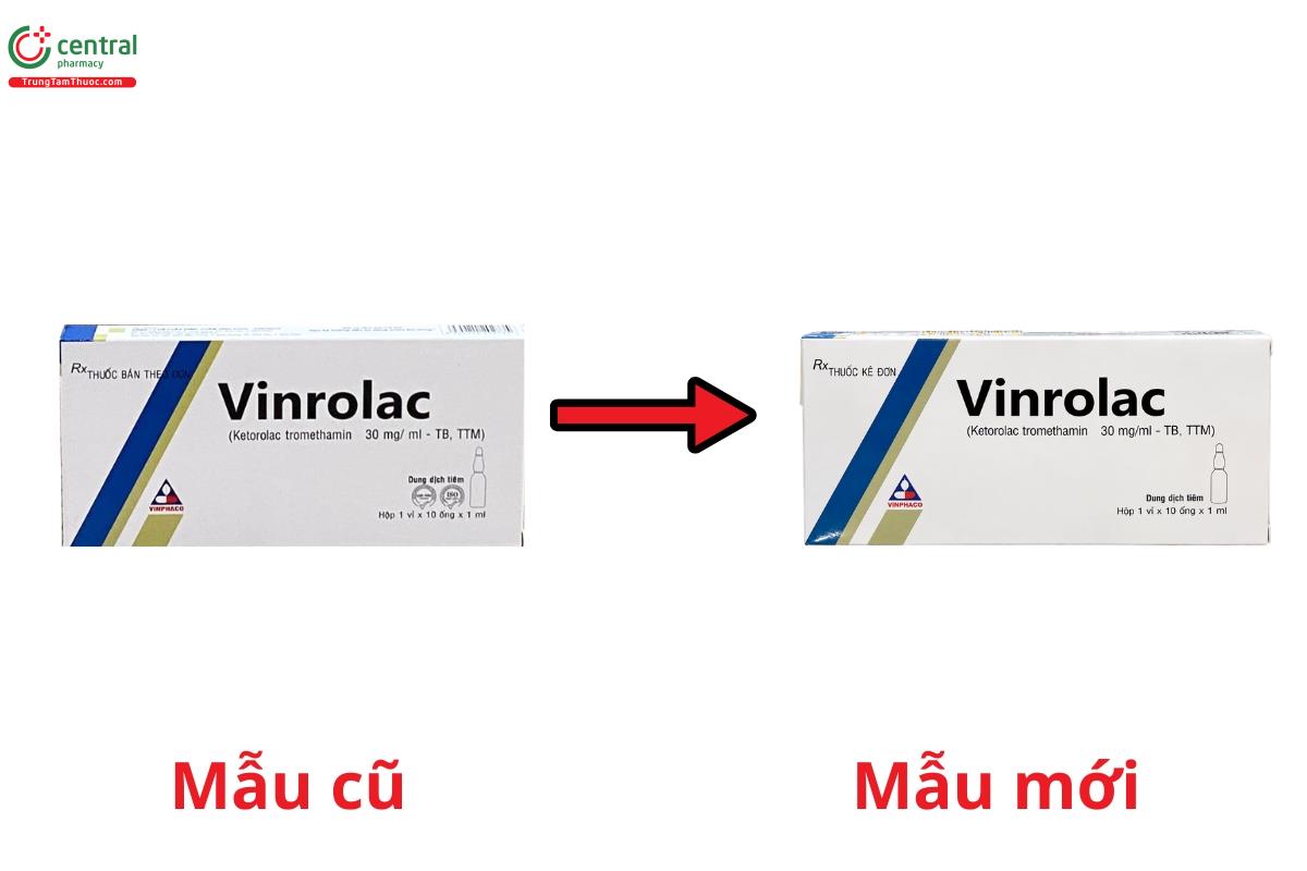Thay đổi bao bì mẫu Vinrolac 30mg/ml