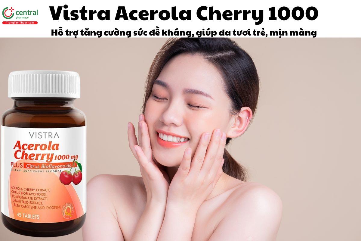 Vistra Acerola Cherry 1000 - Giúp da tươi trẻ, mịn màng, khỏe mạnh