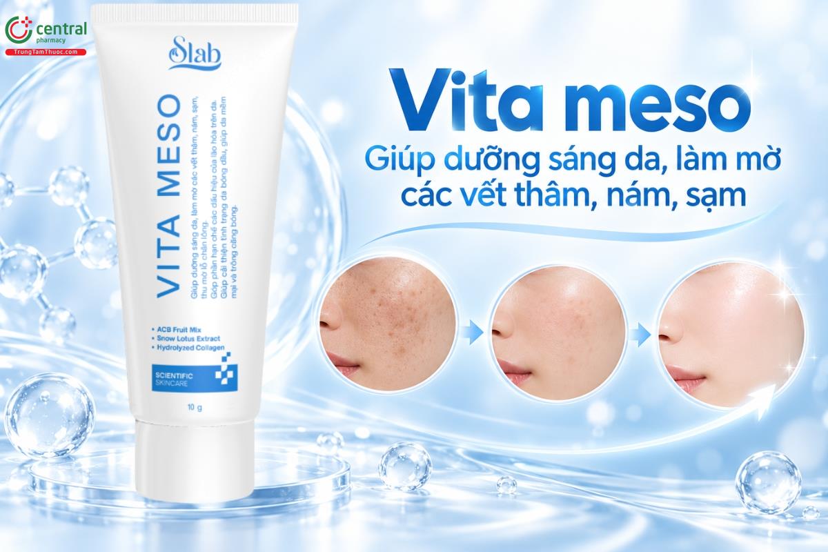 Vita meso giúp dưỡng sáng da, làm mờ các vết thâm, nám, sạm