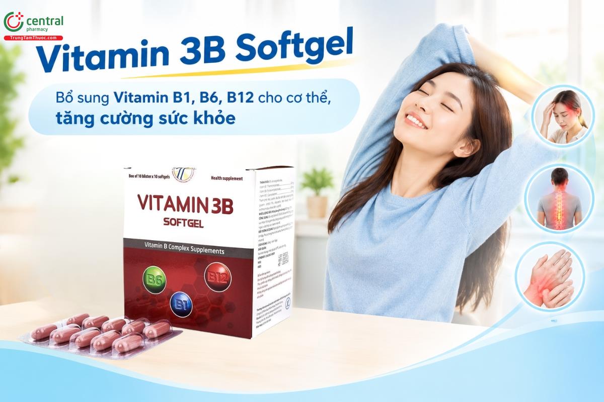 Vitamin 3B Softgel bổ sung Vitamin B1, B6, B12 cho cơ thể, tăng cường sức khỏe