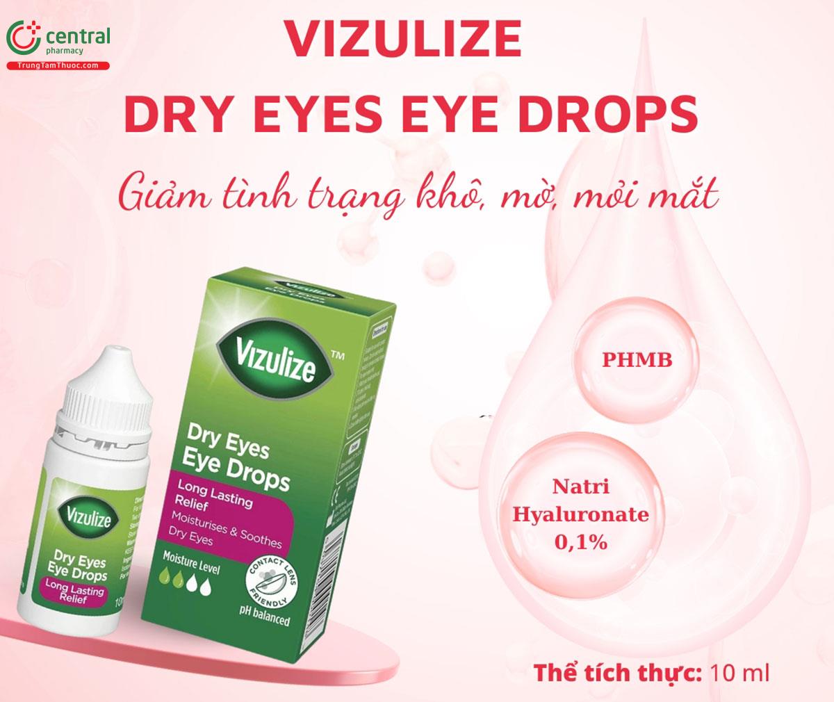 Dung dịch nhỏ mắt Vizulize Dry Eyes Eye Drops 10ml - Làm ẩm, giảm khô mắt