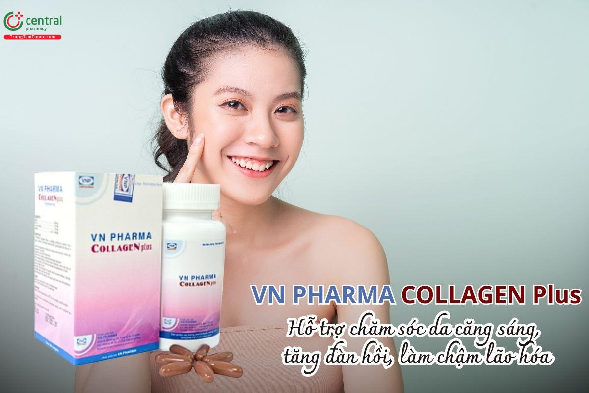 Vn Pharma Collagen Plus hỗ trợ chăm sóc da căng sáng, tăng đàn hồi, làm chậm lão hóa