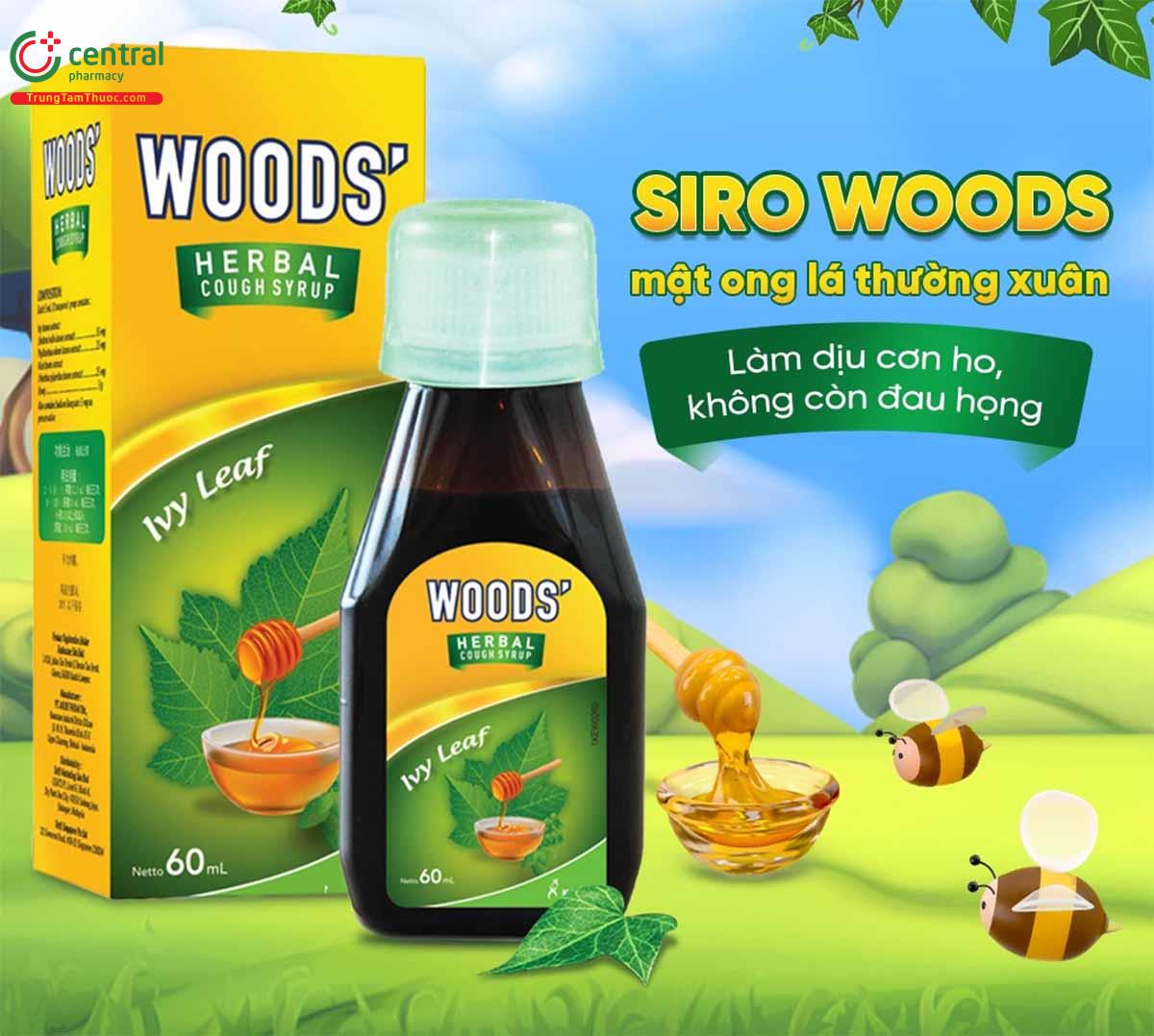 Woods' Herbal Cough Syrup 60ml giúp giảm triệu chứng ho