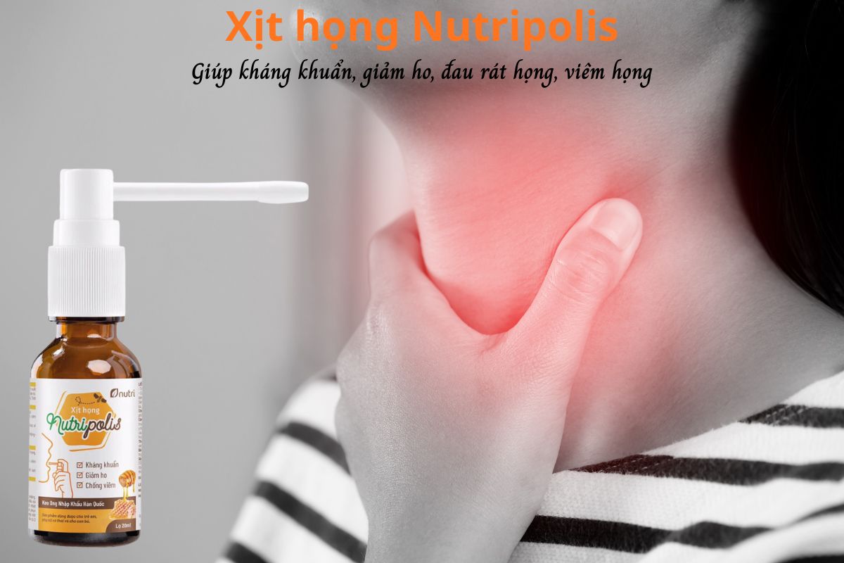 Xịt họng Nutripolis - làm dịu cổ họng, giúp giảm nhanh đau họng, ngứa họng, rát họng