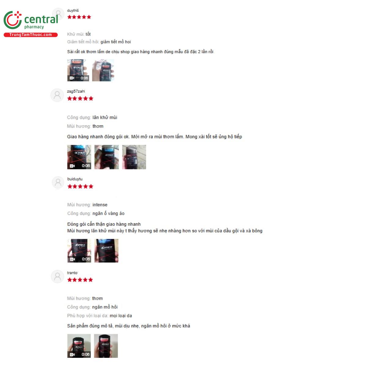 Một số đánh giá của khách hàng về sản phẩm X-Men For Boss Intense Deodorant Stick