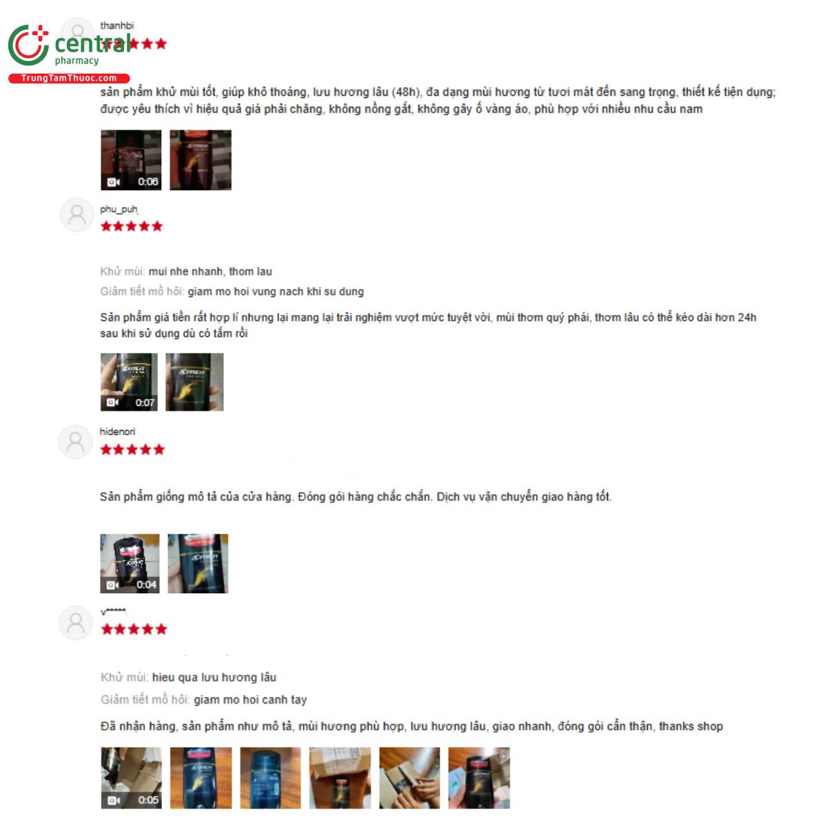 Một số đánh giá của khách hàng về sản phẩm X-Men For Boss Luxury Antiperspirant & Deodorant Stick