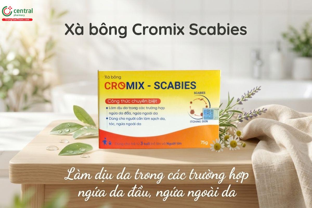 Xà bông Cromix - Scabies làm sạch da, tóc, da đầu và loại bỏ bã nhờn
