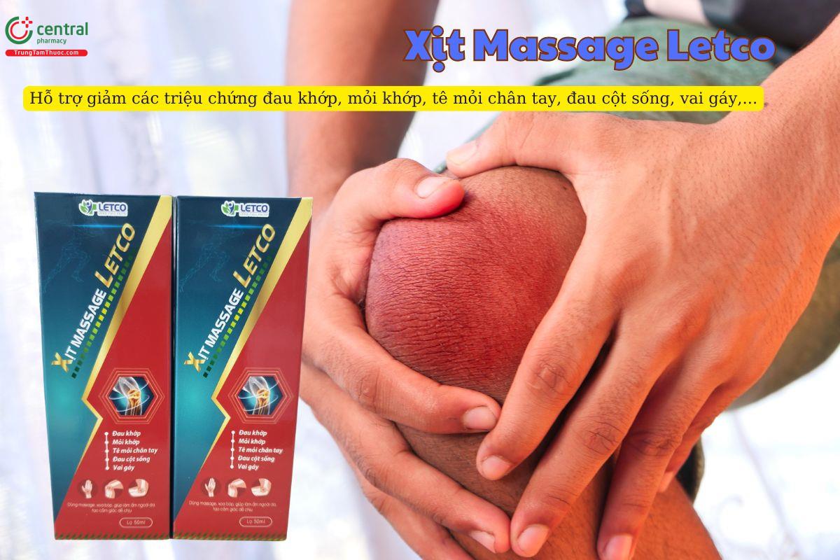 Xịt Massage Letco giúp giảm tình trạng đau nhức xương khớp, mỏi khớp, vai khớp