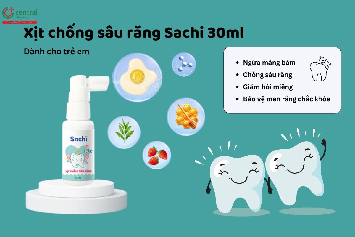 Xịt chống sâu răng Sachi 30ml duy trì hàm răng khỏe mạnh cho bé